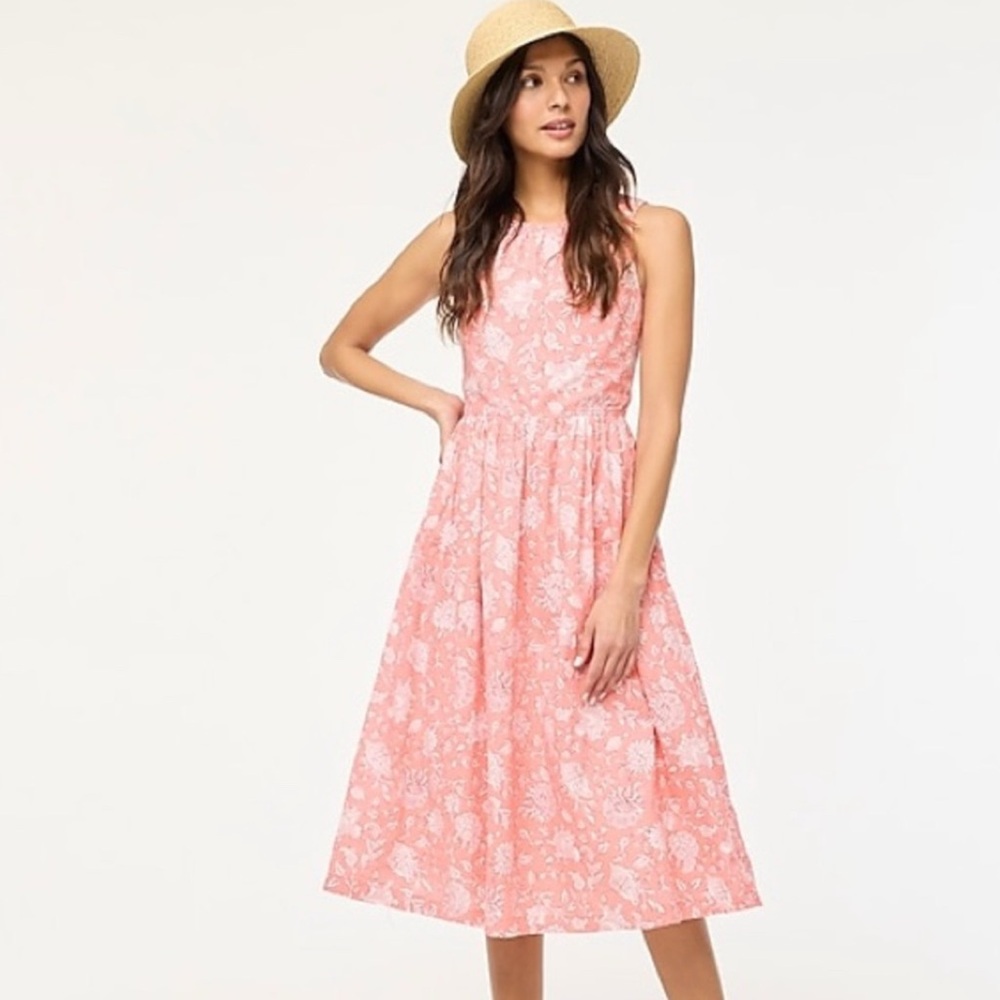 Sleeveless Pink Floral Midi Dress